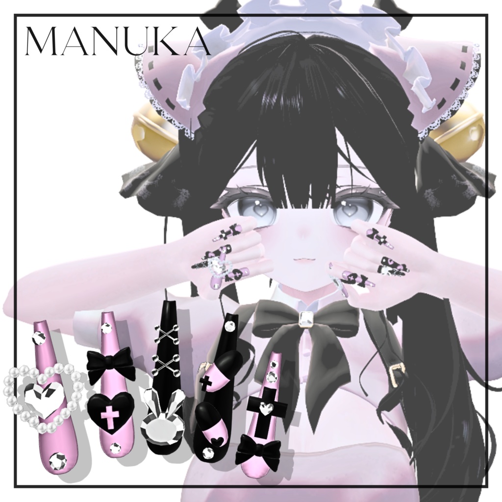 【11/21までフルパックSALE✨️】19アバター対応🎀地雷系ネイルチップ