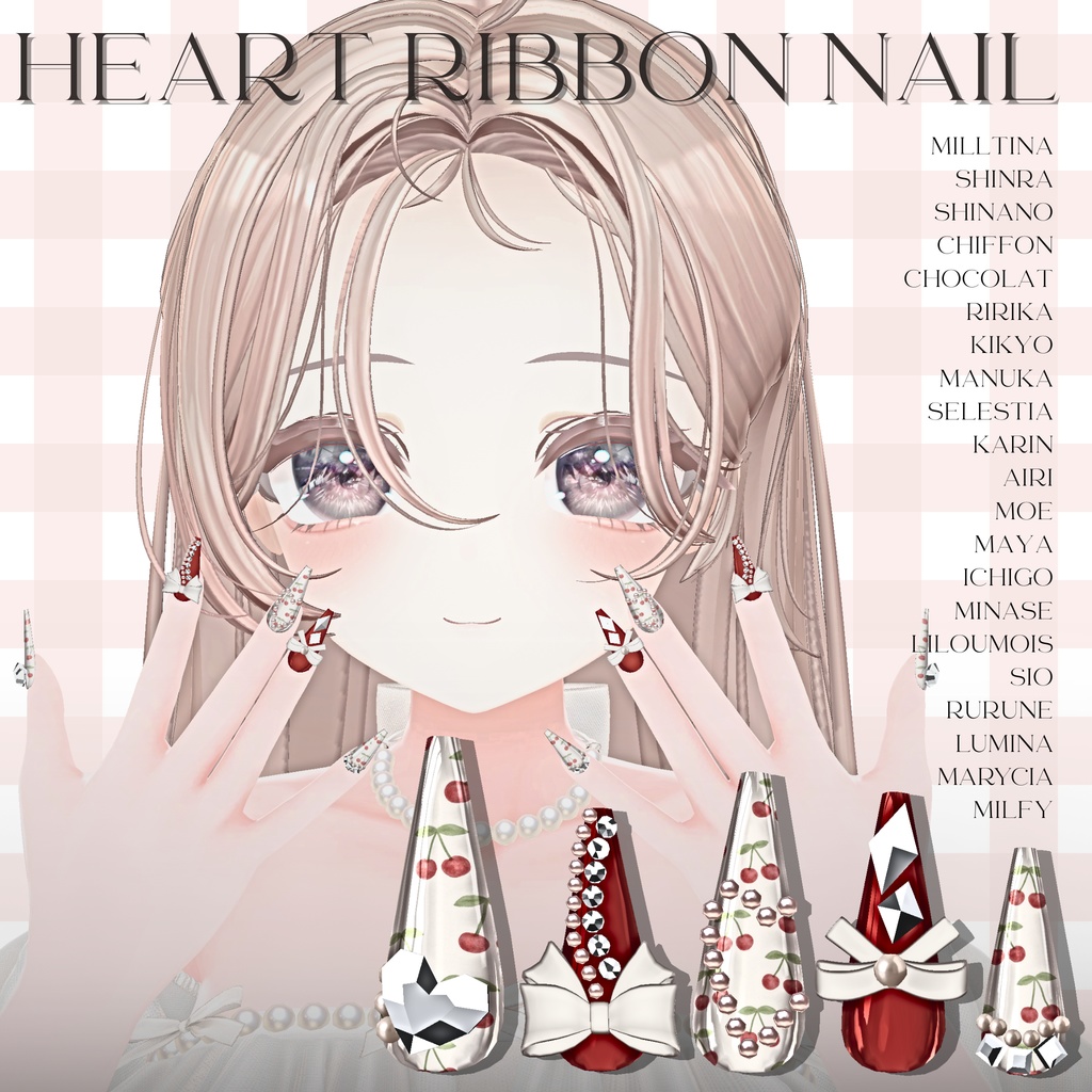 21アバター対応🎀HeartRibbonNail 