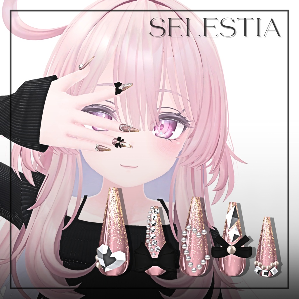 【11/21までフルパックSALE✨️】20アバター対応🎀HeartRibbonNail