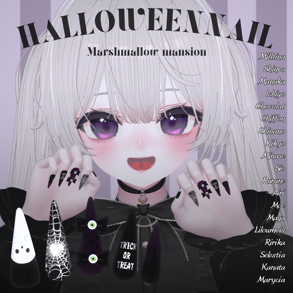 【11/1までSALE】19アバター対応👻HalloweenNail【VRネイルチップ】