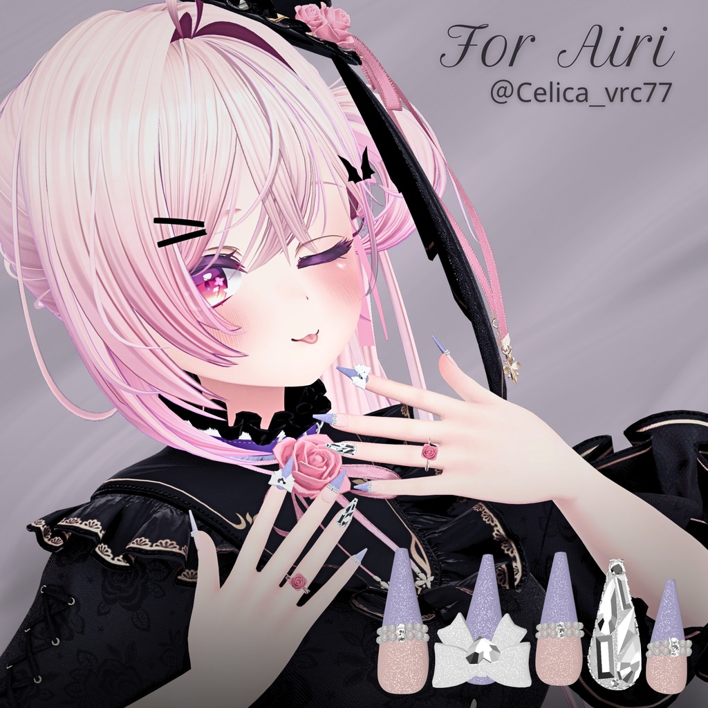 【12/6までSALE✨️】18アバター対応RibbonJewelnail【MA対応ネイルチップ】