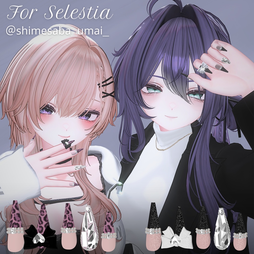 【12/6までSALE✨️】18アバター対応RibbonJewelnail【MA対応ネイルチップ】