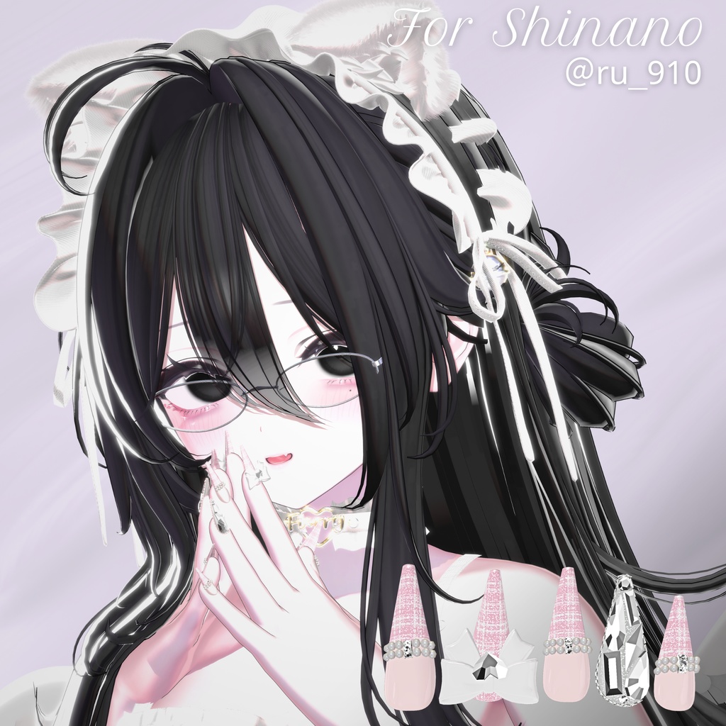 【12/6までSALE✨️】18アバター対応RibbonJewelnail【MA対応ネイルチップ】