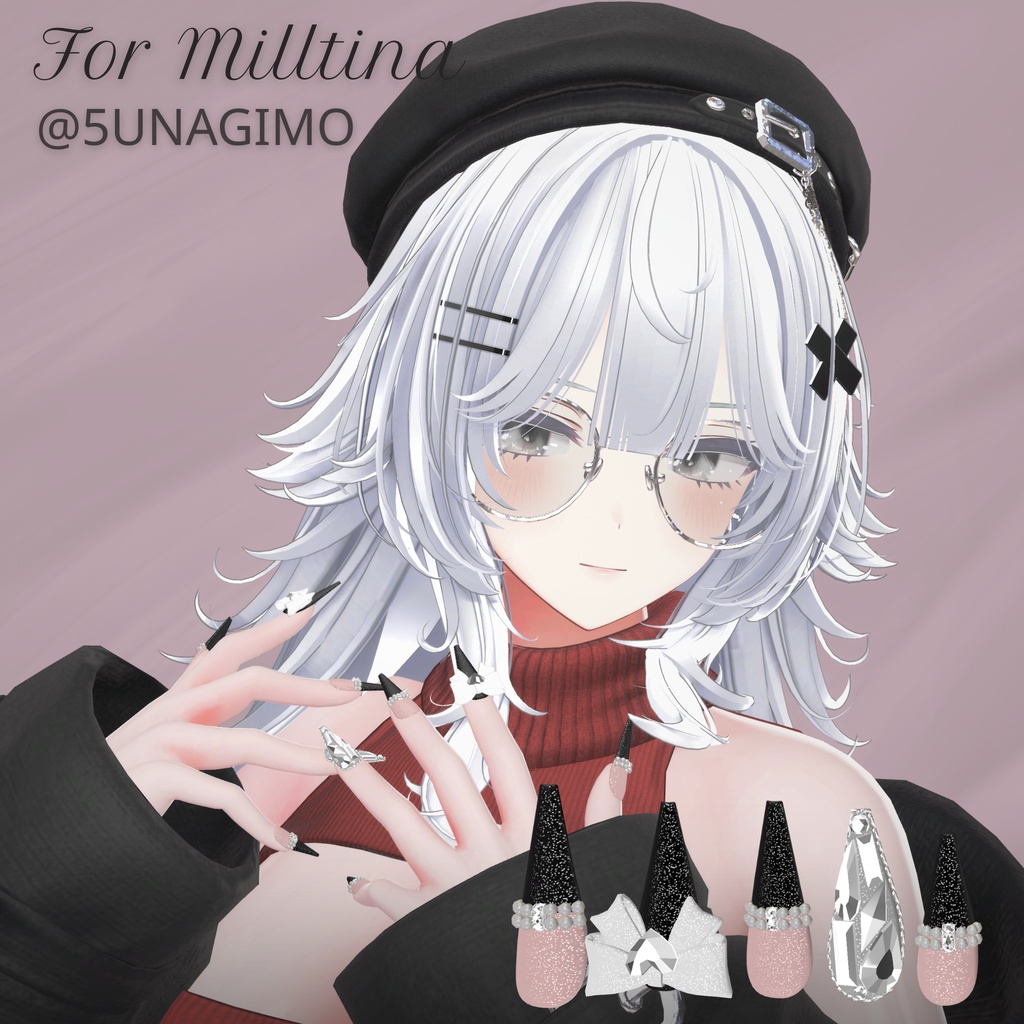 【12/6までSALE✨️】18アバター対応RibbonJewelnail【MA対応ネイルチップ】