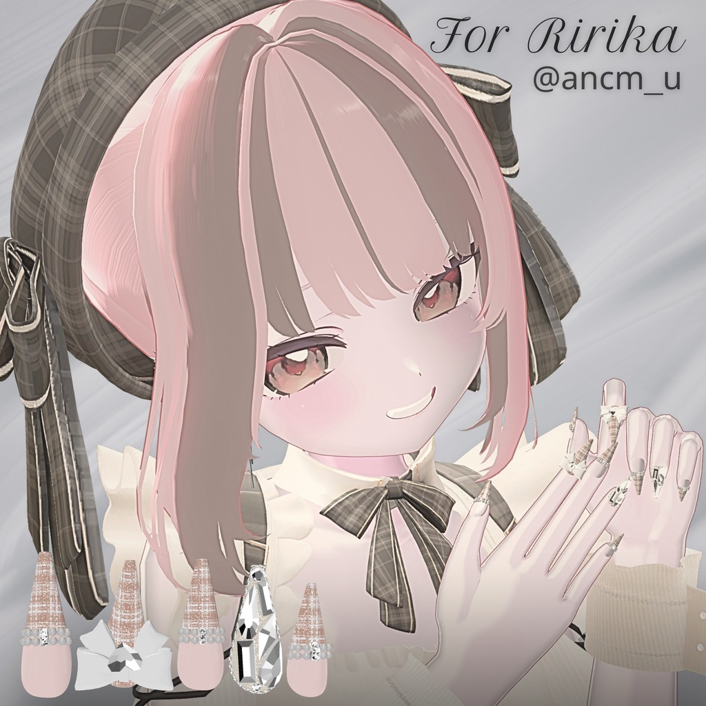 【12/6までSALE✨️】18アバター対応RibbonJewelnail【MA対応ネイルチップ】