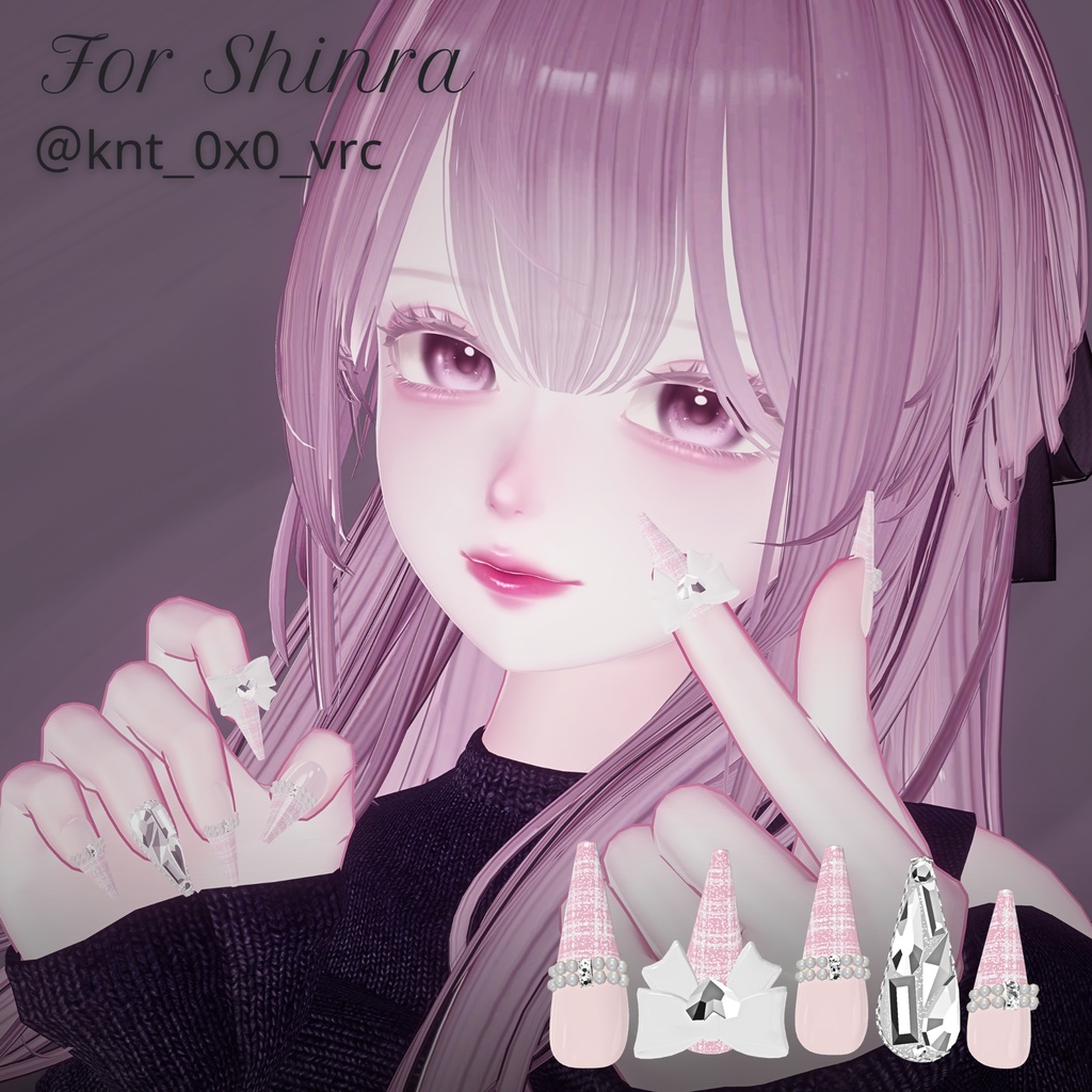 【12/6までSALE✨️】18アバター対応RibbonJewelnail【MA対応ネイルチップ】