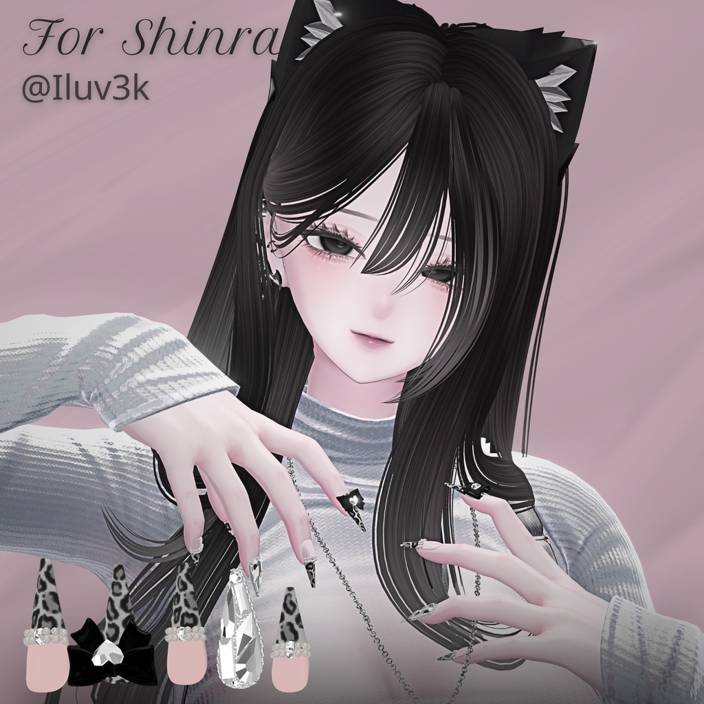 【2/7までクマリちゃん対応SALE】22アバター対応RibbonJewelnail【MA対応ネイルチップ】