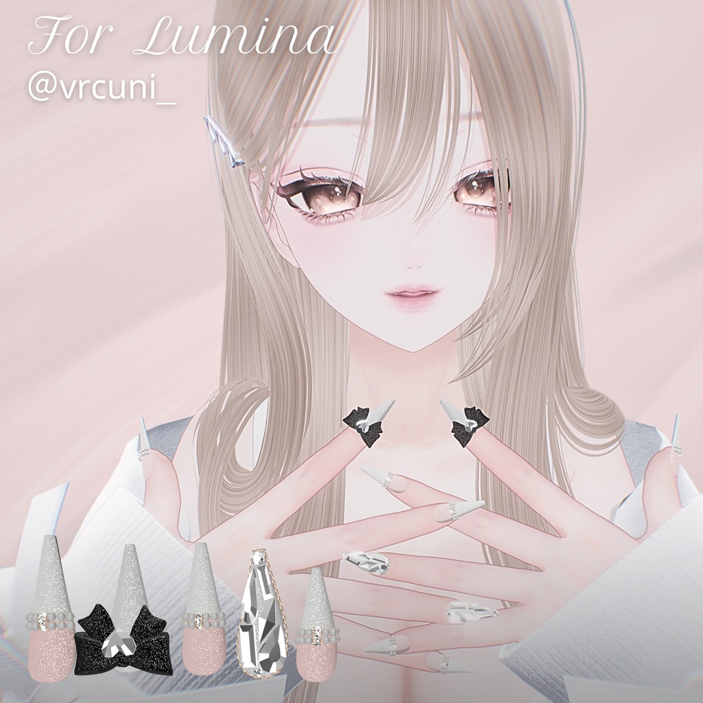 【12/6までSALE✨️】18アバター対応RibbonJewelnail【MA対応ネイルチップ】