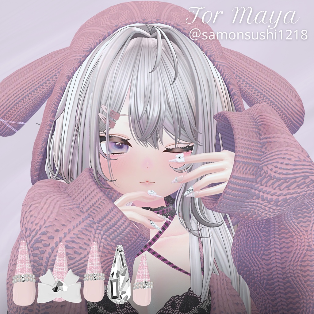 【12/6までSALE✨️】18アバター対応RibbonJewelnail【MA対応ネイルチップ】