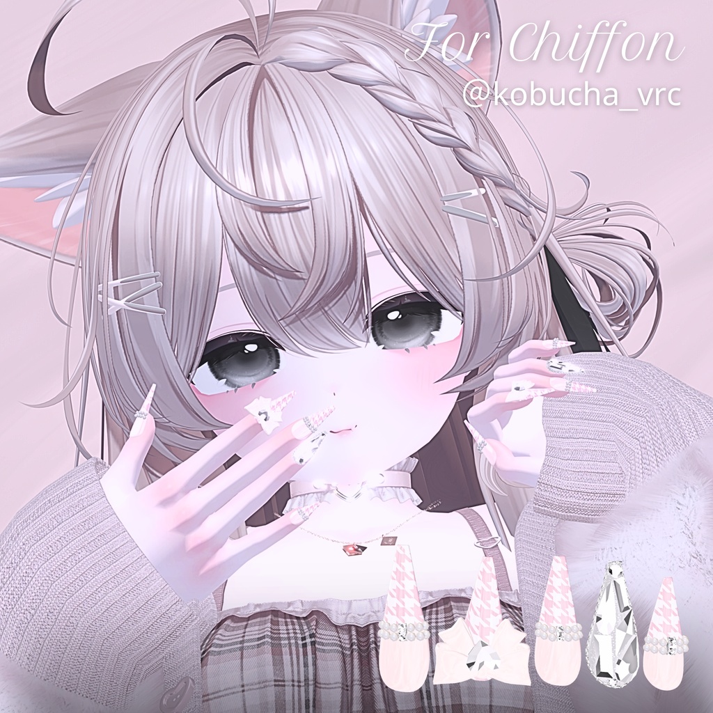 【12/6までSALE✨️】18アバター対応RibbonJewelnail【MA対応ネイルチップ】