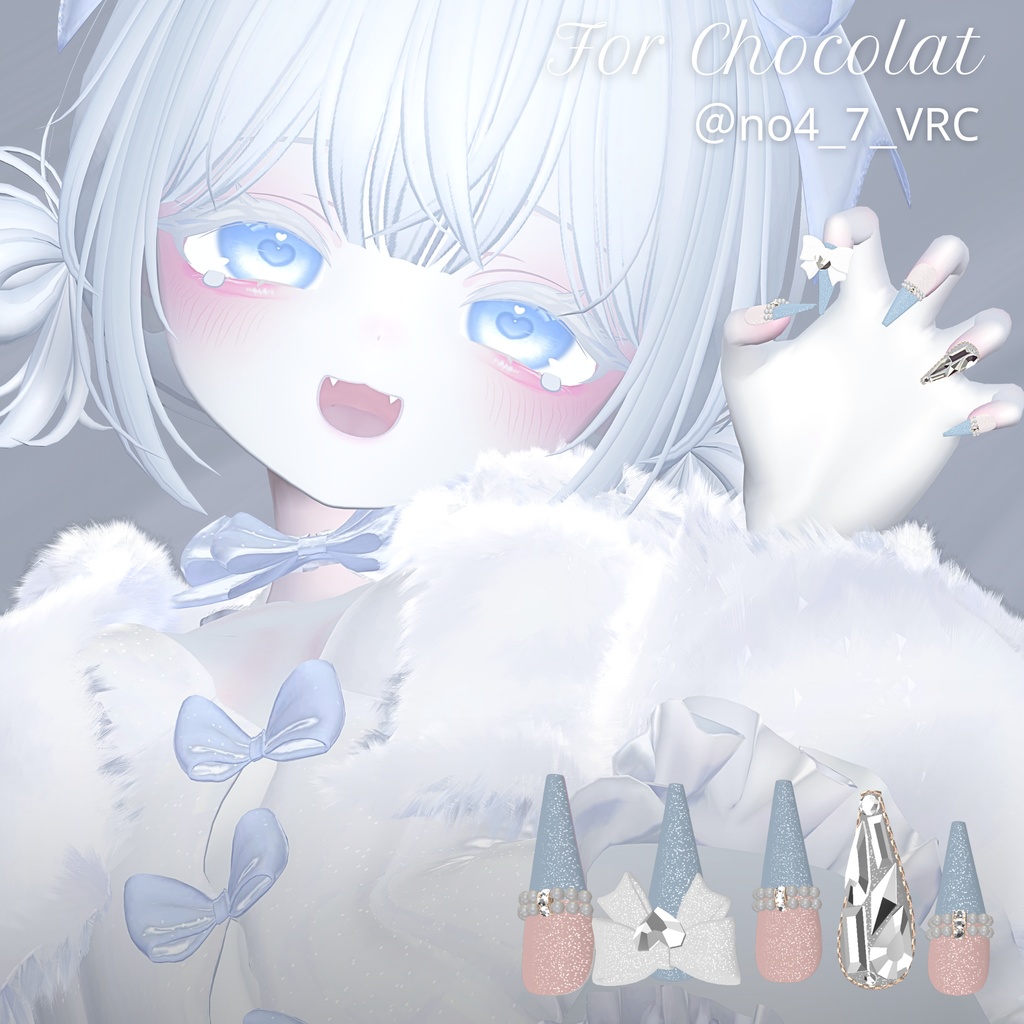 【12/6までSALE✨️】18アバター対応RibbonJewelnail【MA対応ネイルチップ】