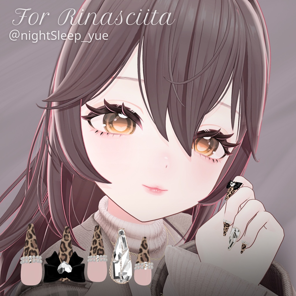 【12/6までSALE✨️】18アバター対応RibbonJewelnail【MA対応ネイルチップ】