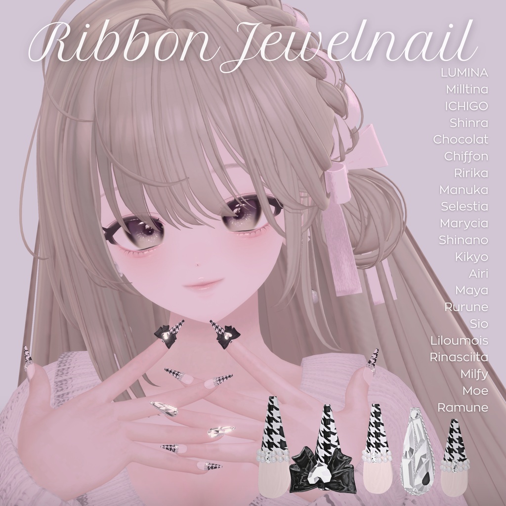 21アバター対応RibbonJewelnail【MA対応ネイルチップ】
