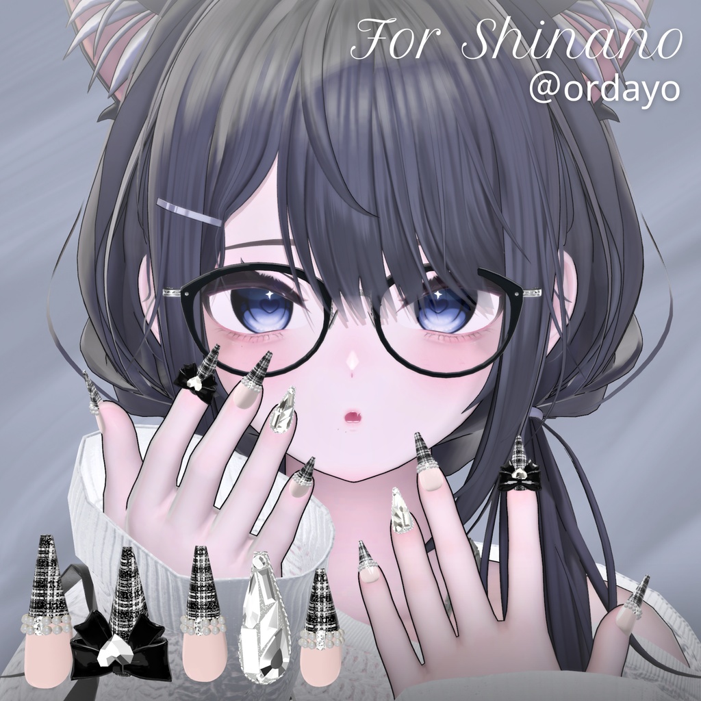 【12/6までSALE✨️】18アバター対応RibbonJewelnail【MA対応ネイルチップ】