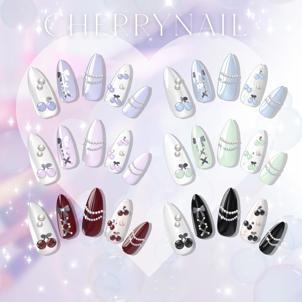 【1/3までSALE✨️】ラムネちゃん対応6種類ネイルチップセット【フルパックはおまけネイル付き】