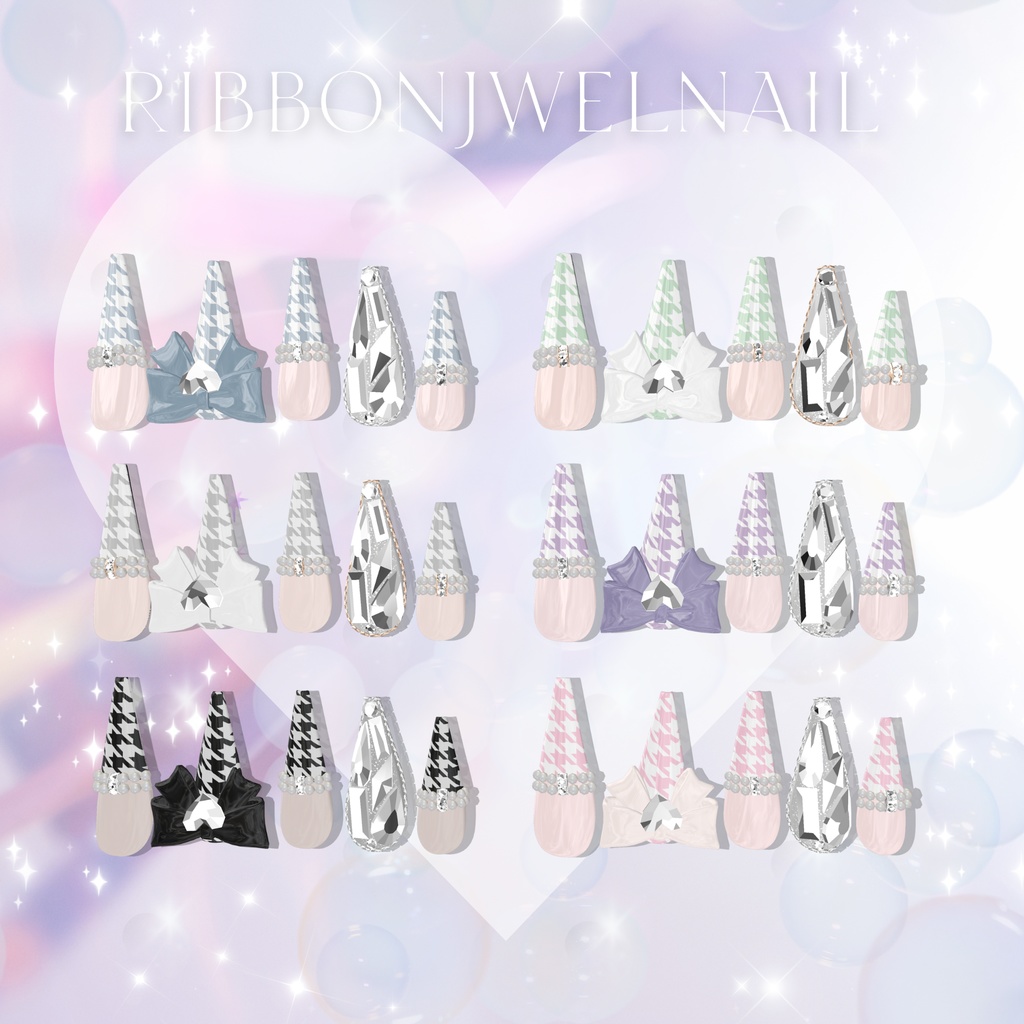 【1/3までSALE✨️】ラムネちゃん対応6種類ネイルチップセット【フルパックはおまけネイル付き】