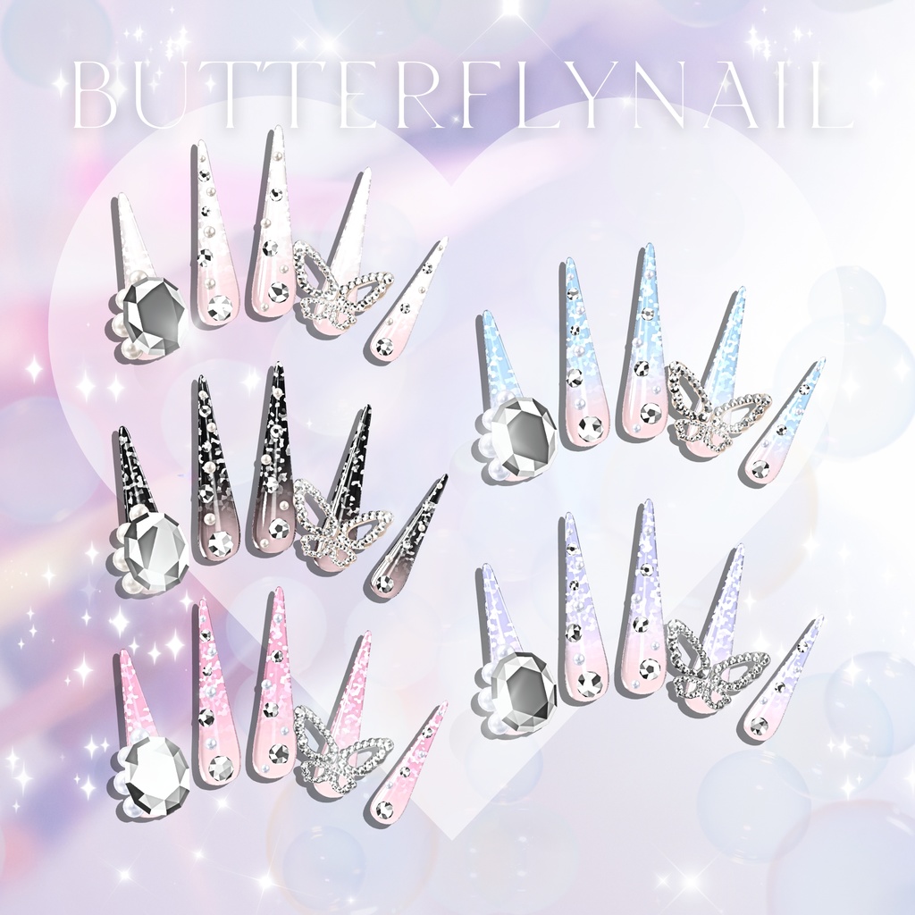 【1/3までSALE✨️】ラムネちゃん対応6種類ネイルチップセット【フルパックはおまけネイル付き】