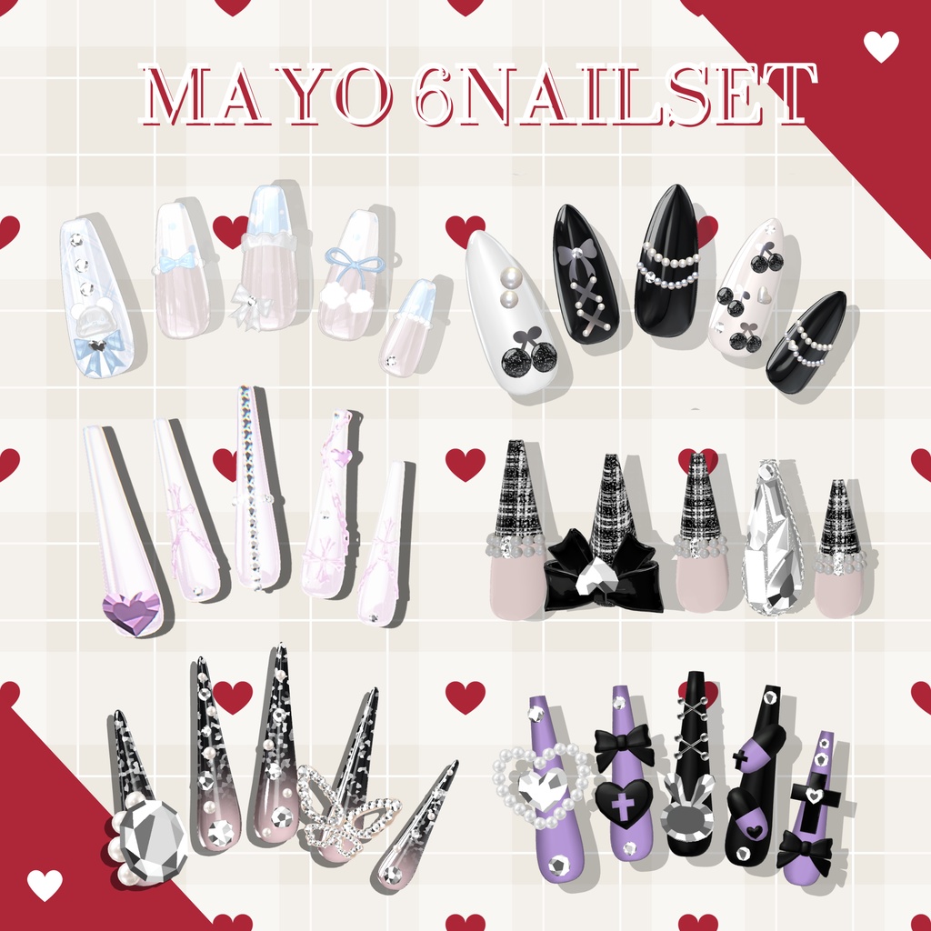 【4/8までSALE】まよちゃん6種類ネイルチップセット【MA対応ネイルチップ】