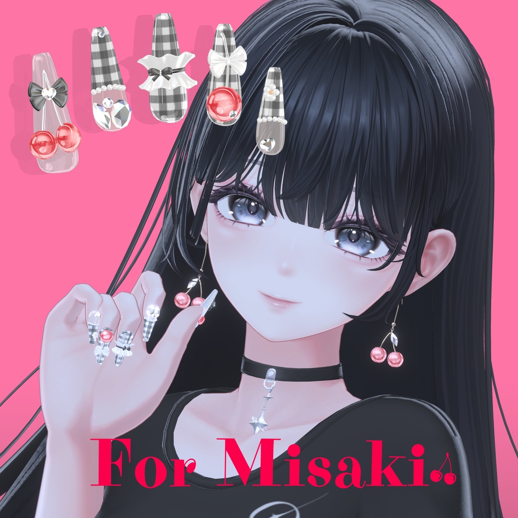 【5/21まで海咲ちゃん対応SALE】31アバター対応🍒Cherrynail2、チェリーピアス