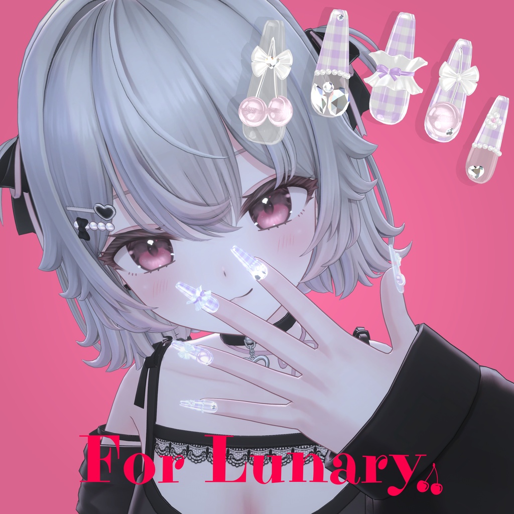 【5/31までルナリィちゃん対応SALE】31アバター対応🍒Cherrynail2、チェリーピアス