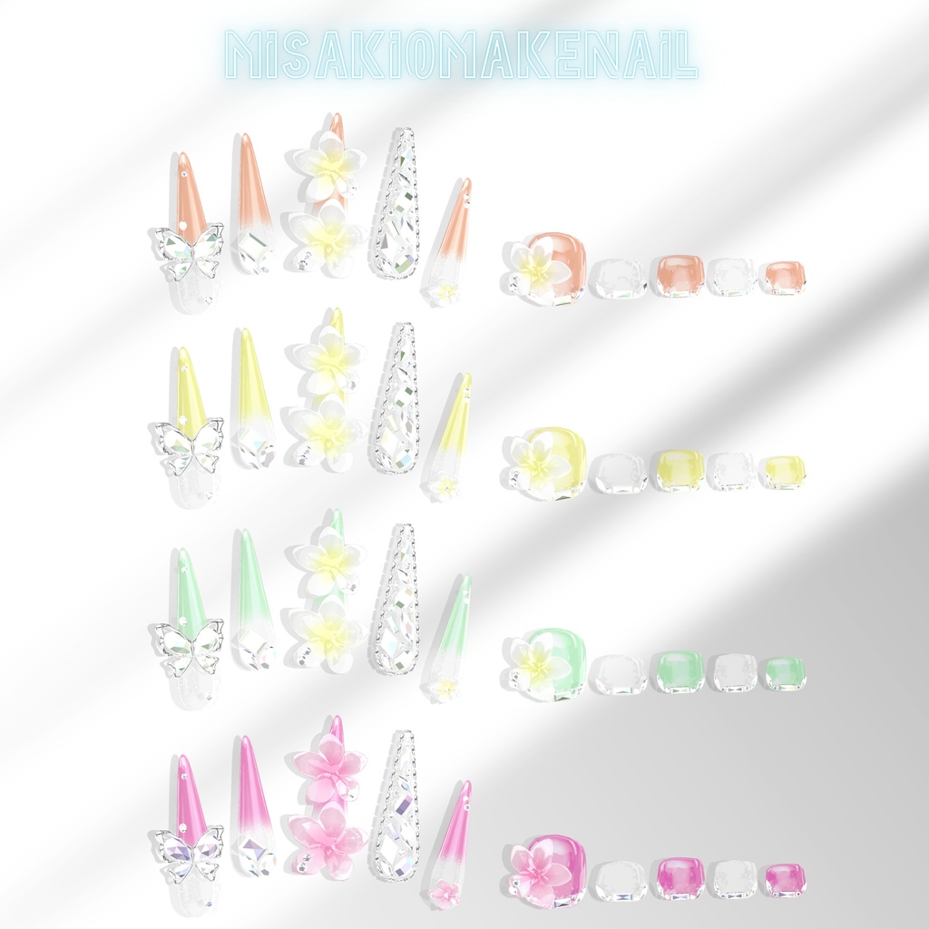 海咲ちゃん対応💎6種類ネイルチップ+おまけネイルセット