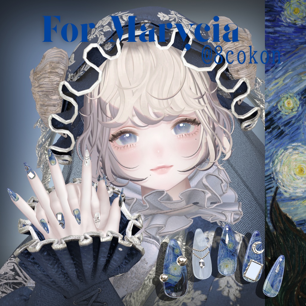 【6/14までSALE】32アバター対応🌙絵画ネイル