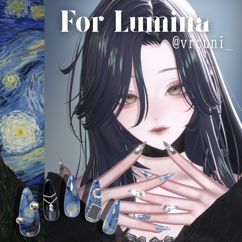 【6/14までSALE】32アバター対応🌙絵画ネイル