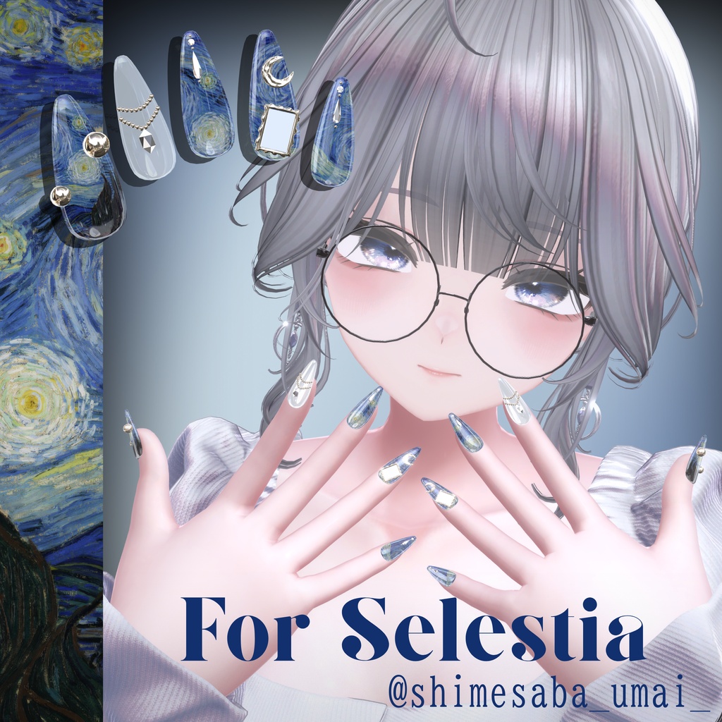 【6/14までSALE】32アバター対応🌙絵画ネイル