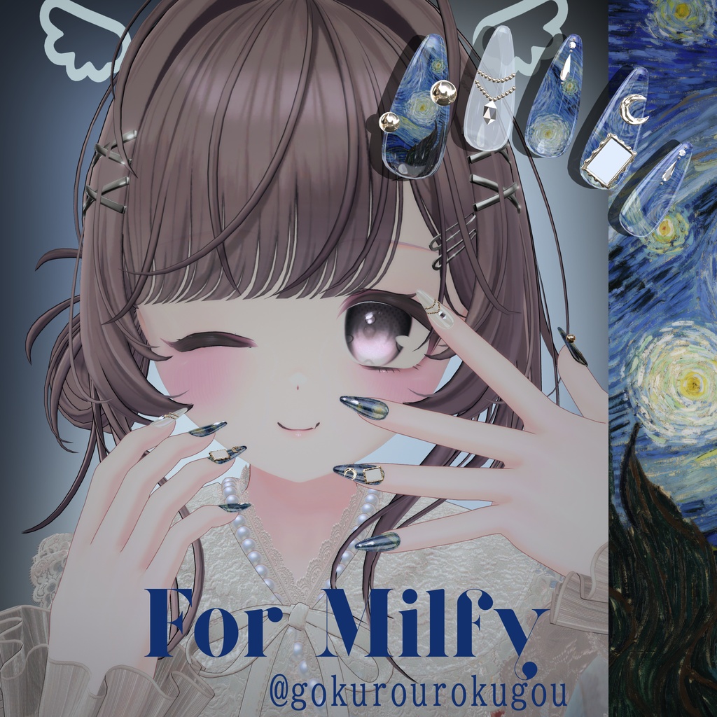 【6/14までSALE】32アバター対応🌙絵画ネイル
