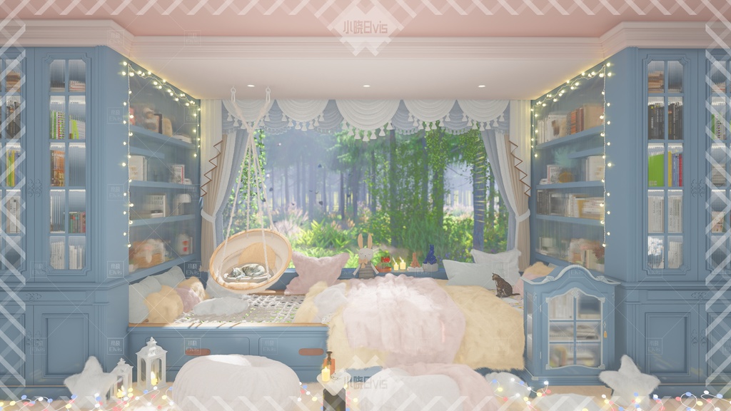 【Vtuber/動く配信背景】秘密の窓辺の巣 <マカロン>