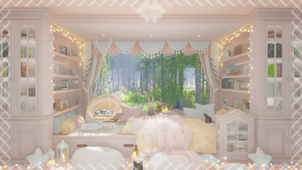 【Vtuber/動く配信背景】秘密の窓辺の巣 <マカロン>