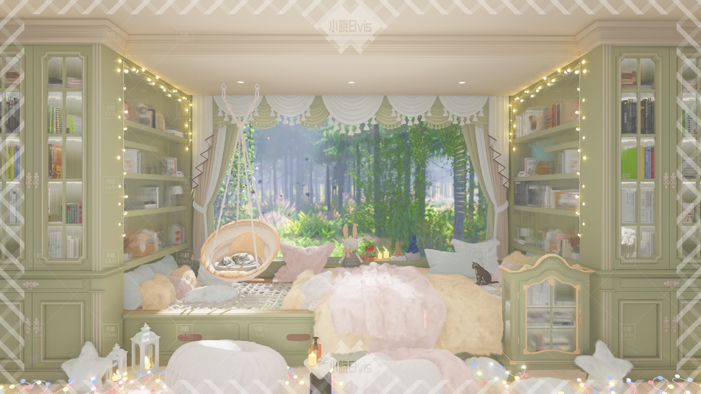 【Vtuber/動く配信背景】秘密の窓辺の巣 <マカロン>