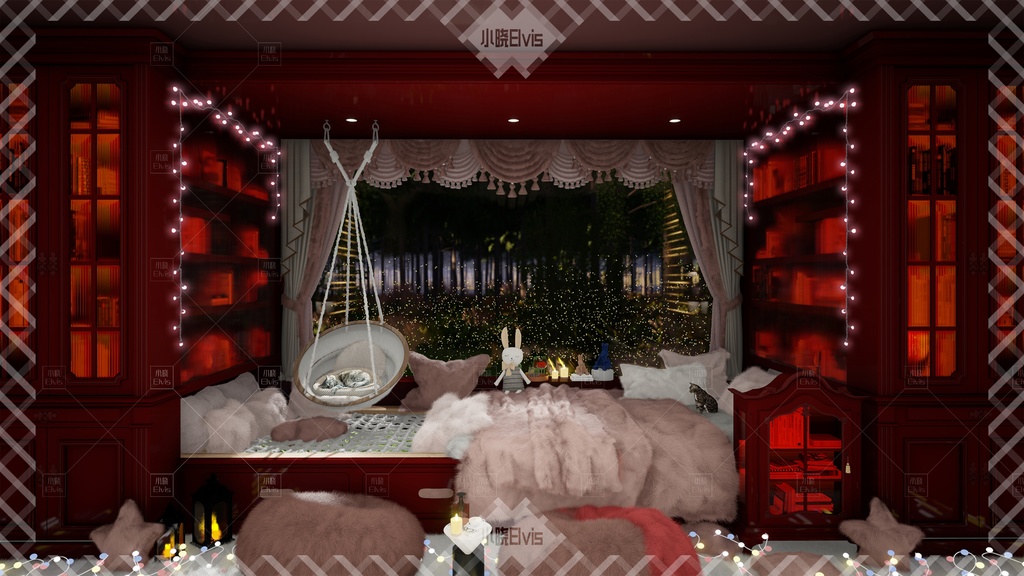 【Vtuber/動く配信背景】秘密の窓辺の巣 <マカロン>