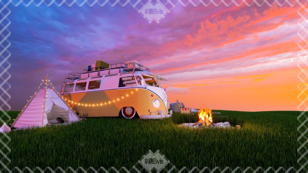 【Vtuber/動く配信背景】 旅行に行く 草原キャンプ