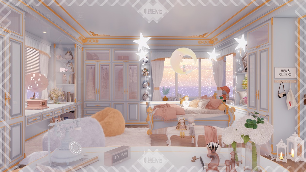 【Vtuber/動く配信背景】銀河の夢 寝室