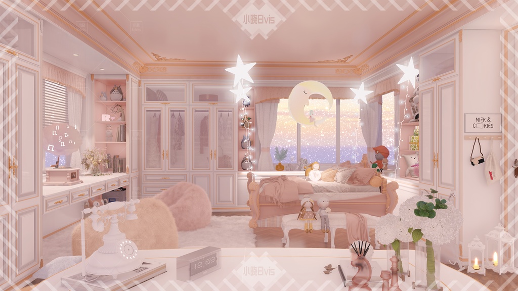 【Vtuber/動く配信背景】銀河の夢 寝室