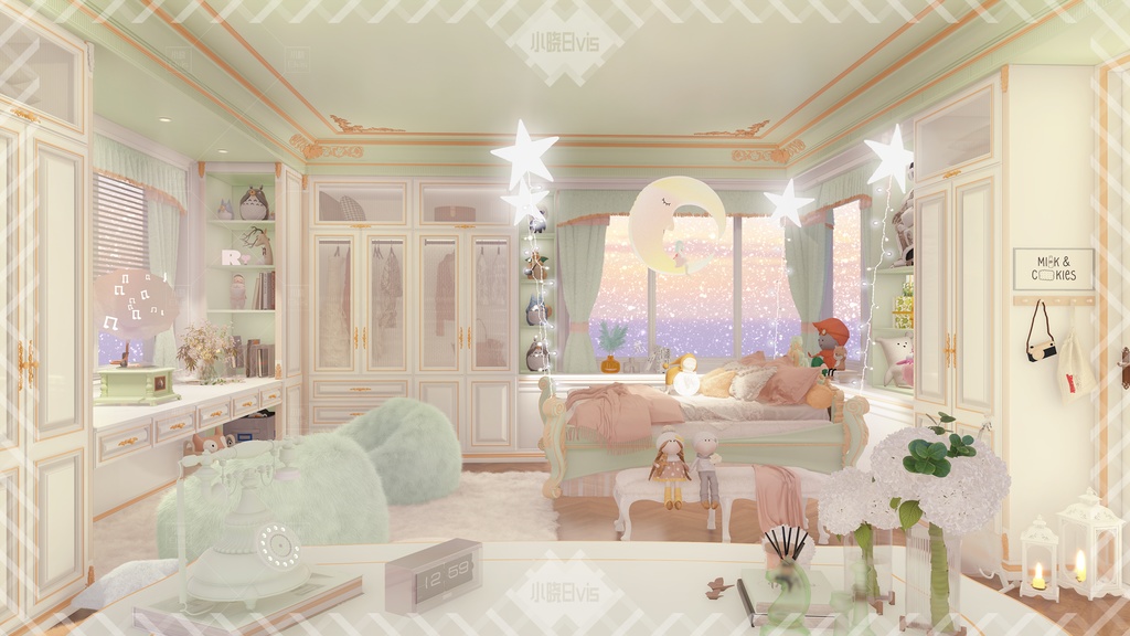 【Vtuber/動く配信背景】銀河の夢 寝室