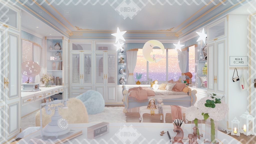 【Vtuber/動く配信背景】銀河の夢 寝室