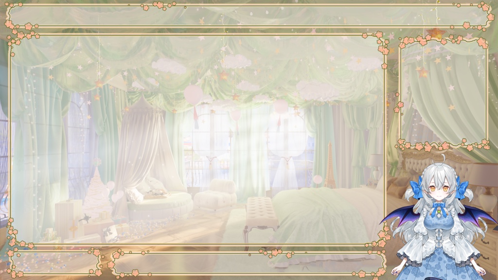 【Vtuber/動く配信背景】銀河お祝い 寝室 PV Game VTB