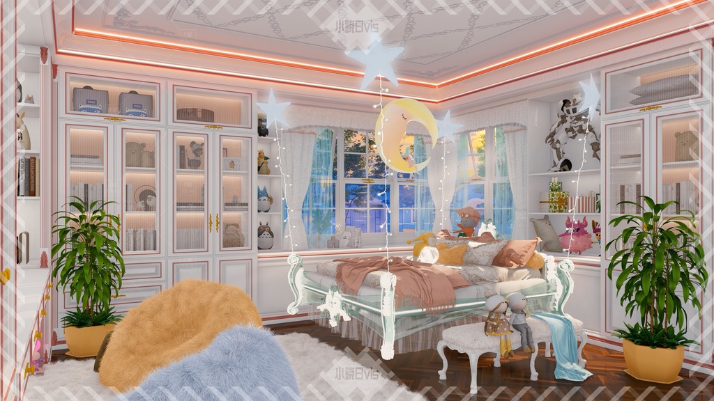 【Vtuber/動く配信背景】星河の森の寝室 <白> PV Game VTB