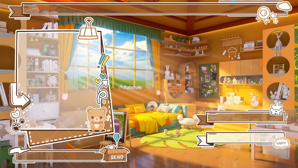 【Vtuber/動く配信背景】書斎 画室 子供部屋 ベッドルーム