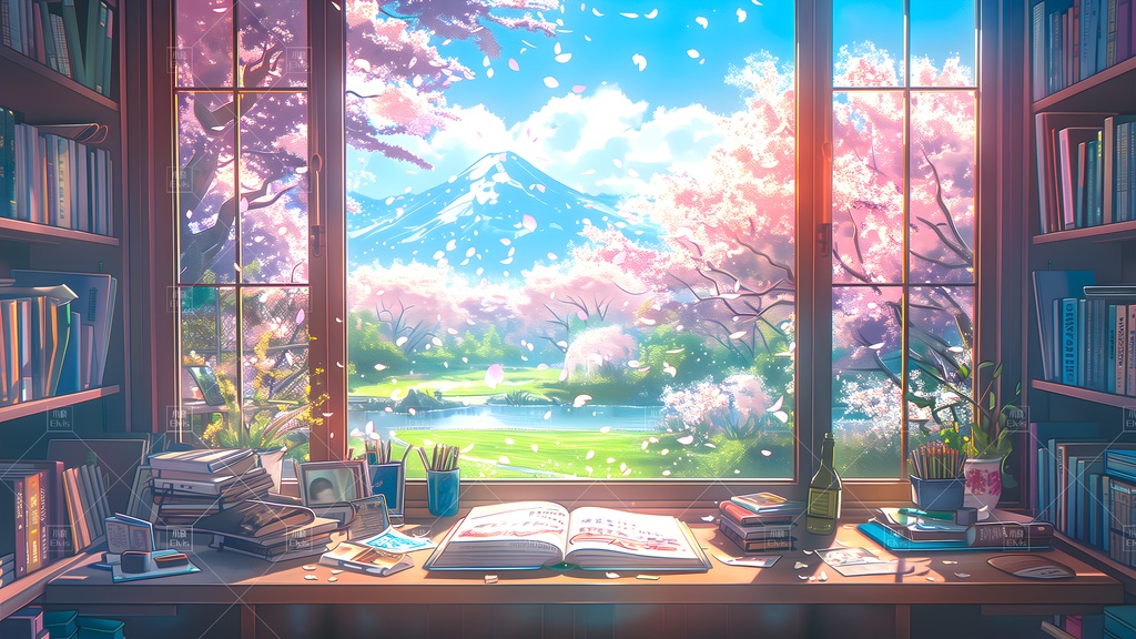 【Vtuber/動く配信背景】観景書斎窓台 まどだい 01-02