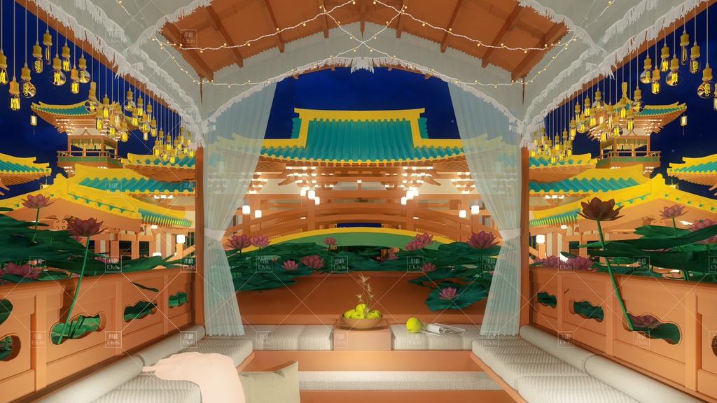 【Vtuber/動く配信背景】蓮池遊覧船