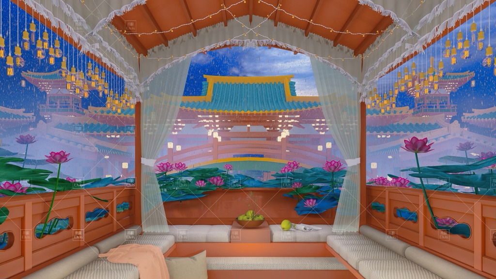 【Vtuber/動く配信背景】蓮池遊覧船