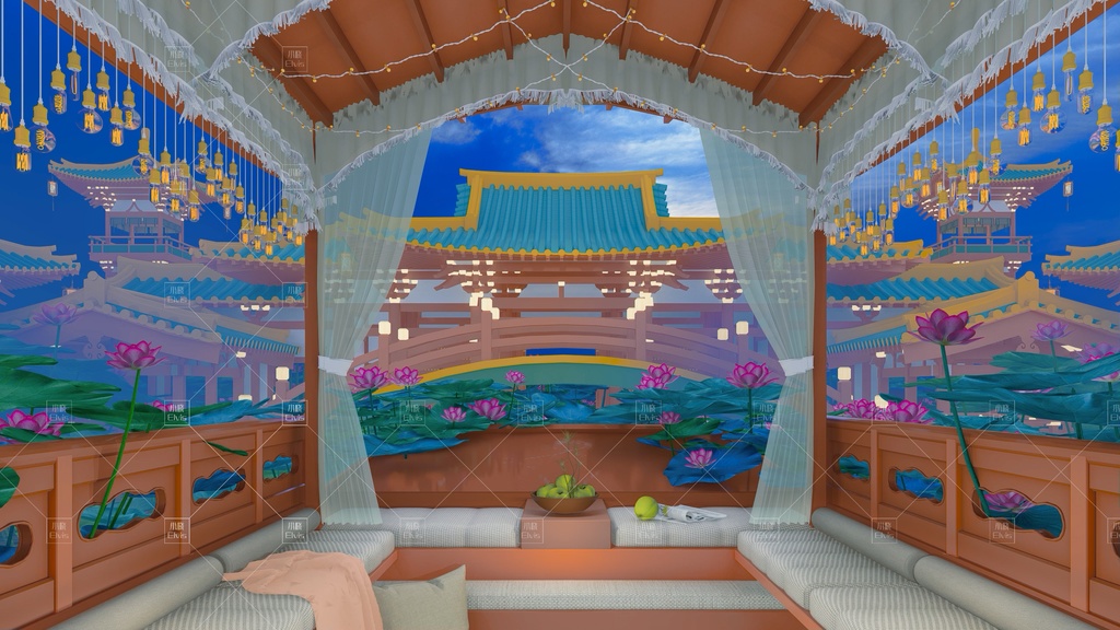 【Vtuber/動く配信背景】蓮池遊覧船