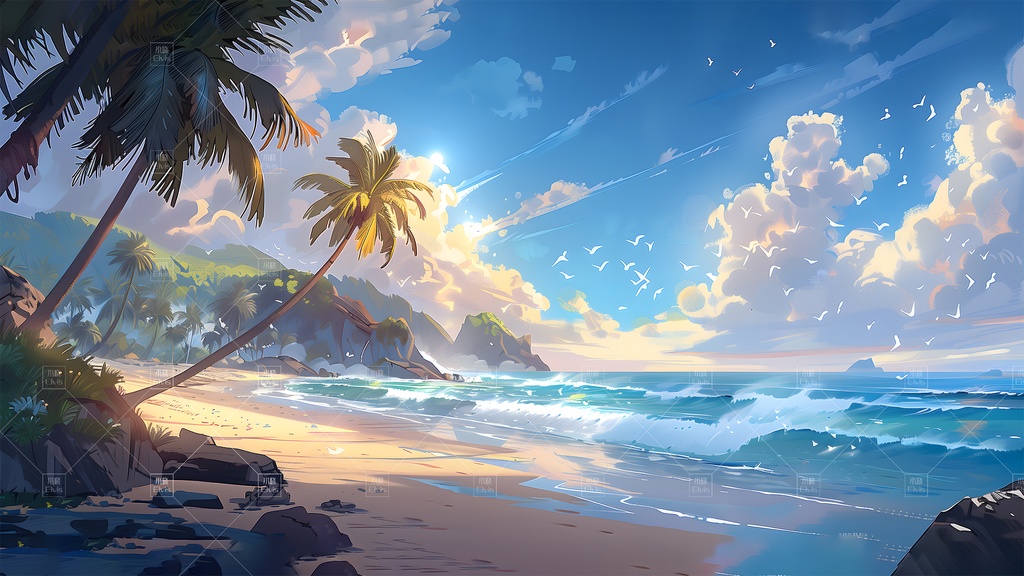 【Vtuber/動く配信背景】ドリームビーチ 梦幻海滩 01-11