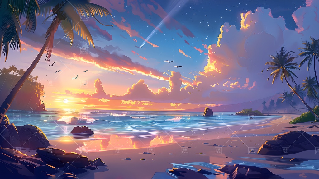 【Vtuber/動く配信背景】ドリームビーチ 梦幻海滩 01-11