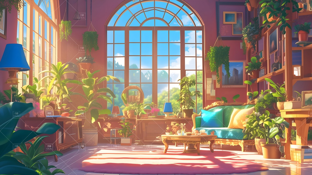 【Vtuber/動く配信背景】ガーデンリビング昼 花园客厅 昼 01-12