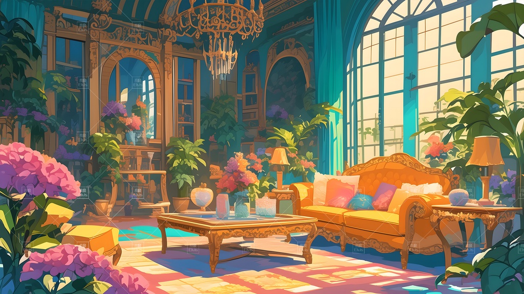 【Vtuber/動く配信背景】ガーデンリビング昼 花园客厅 昼 01-12