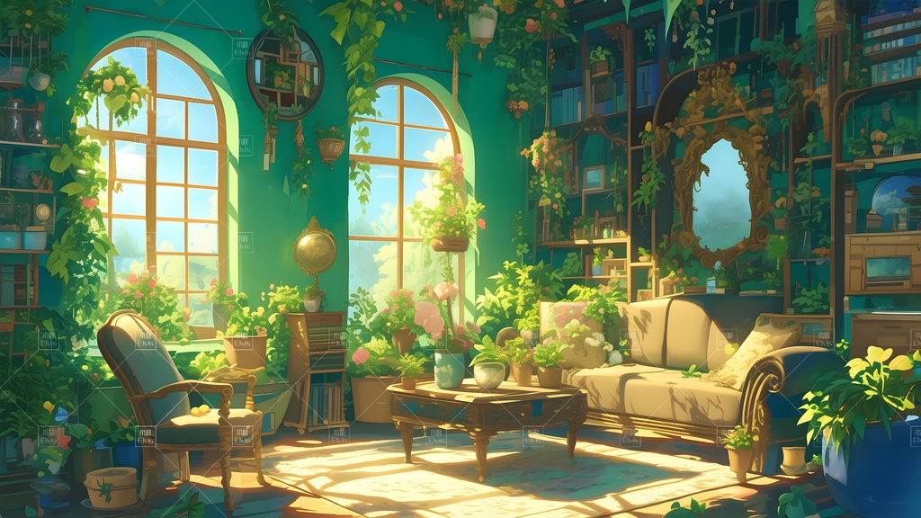 【Vtuber/動く配信背景】ガーデンリビング昼 花园客厅 昼 01-12